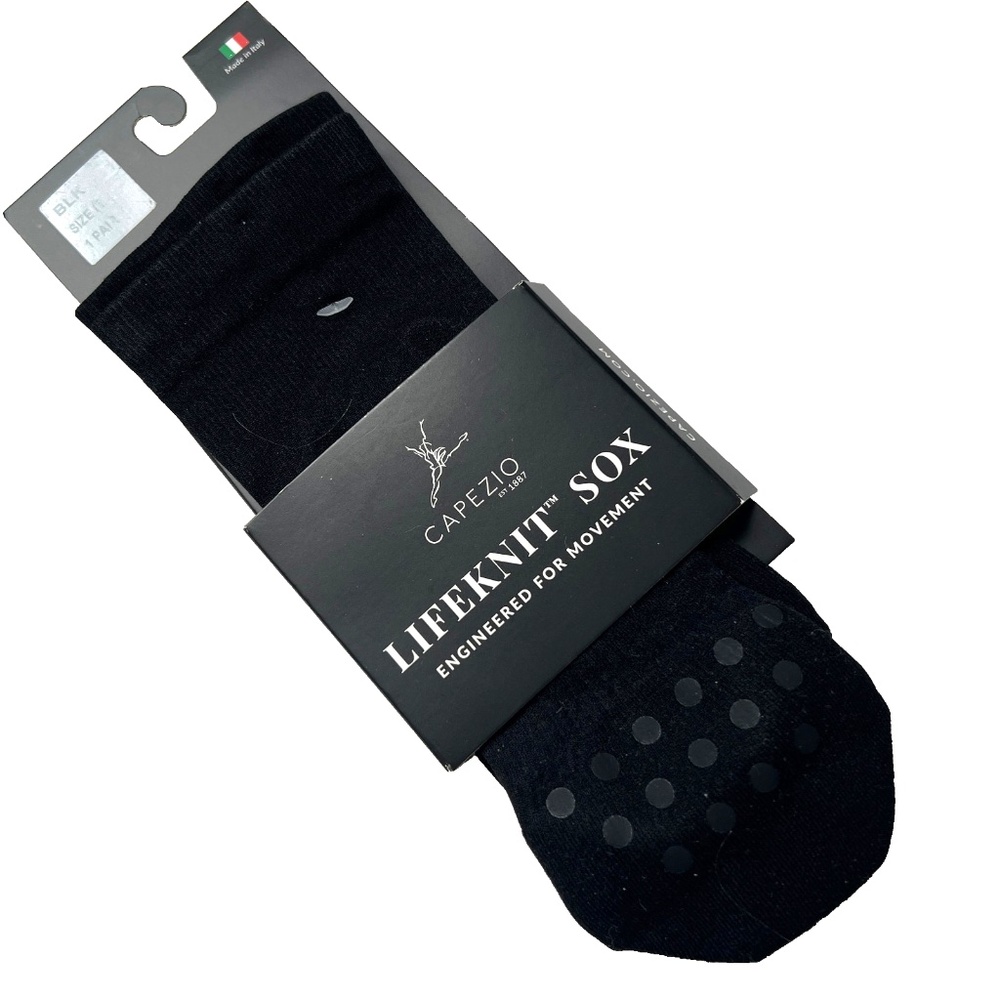 Capezio Lifeknit Sox Black Dance Socks Size M 7 -9 Made in Italy New